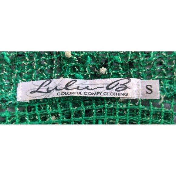 LULU B Green Open Weave Lagenlook Cardigan Waterfall Size S - Picture 3 of 5